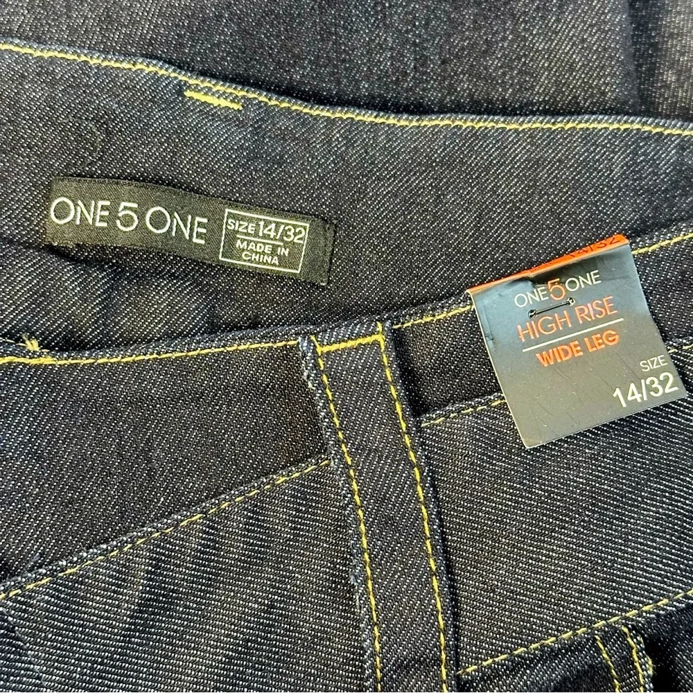 One 5 One Dark Indigo Wide Leg Jeans - Picture 2 of 9